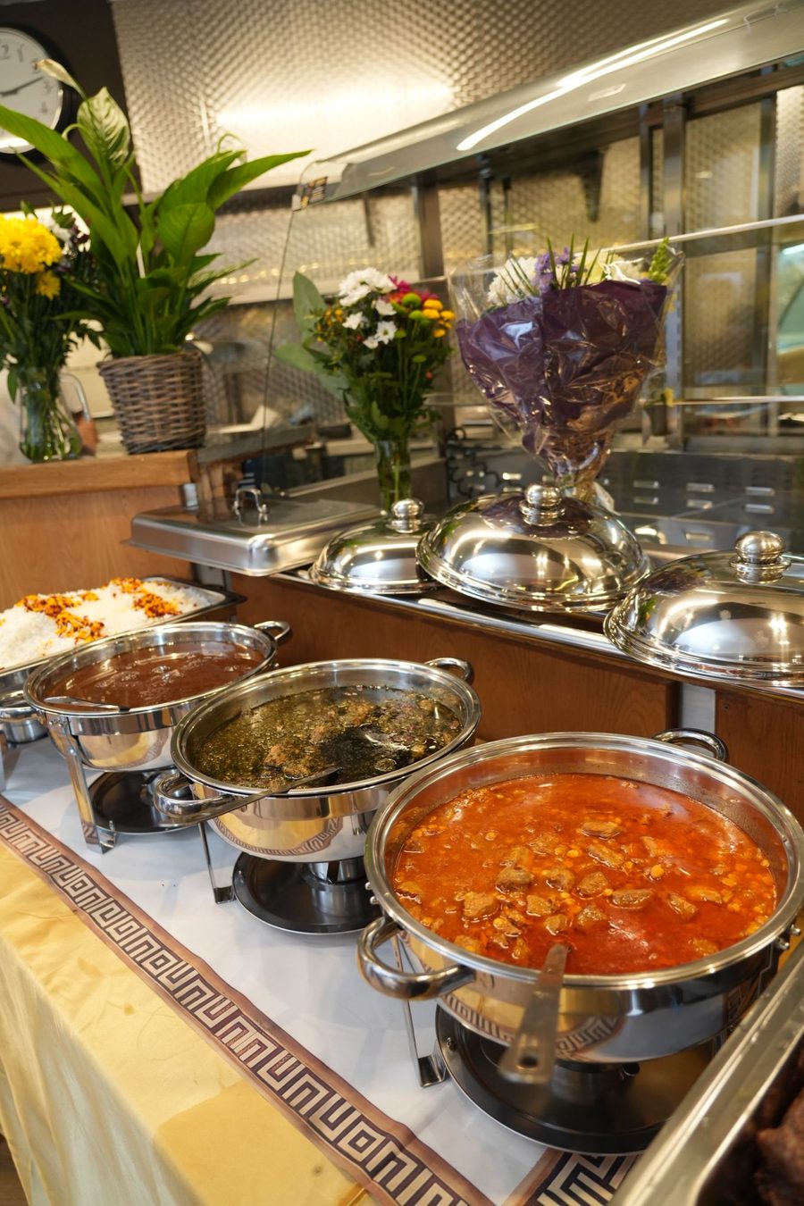 Persian stews and saffron rice on the H & H buffet